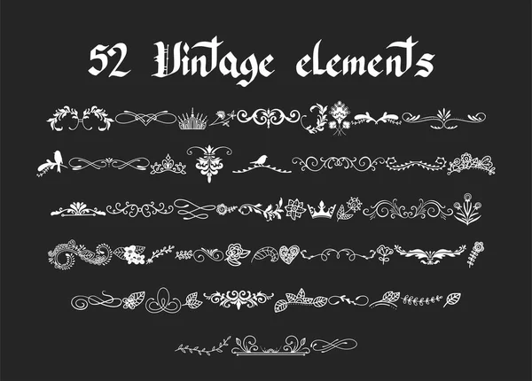 Kit of Vintage Elements for Invitations, Banners, Posters, Placards, Badges or Logotypes. — Stock Vector