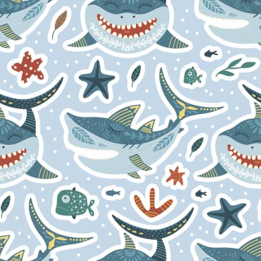 çizgi film köpekbalığı illüstrasyon