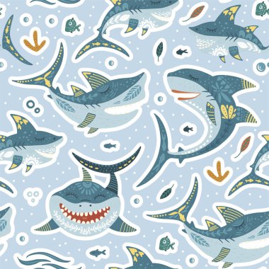 çizgi film köpekbalığı illüstrasyon