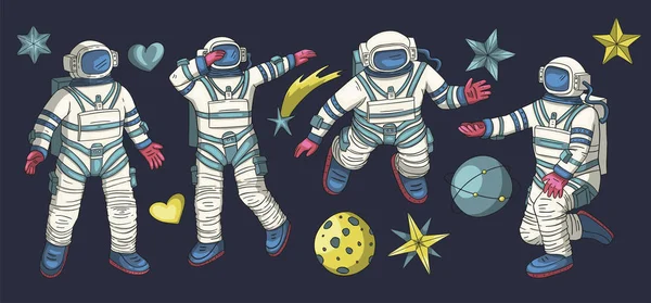 Enorme vector clip arte astronauta colección . — Vector de stock