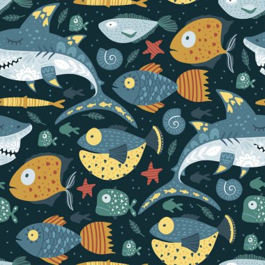 Komik köpekbalığı deseni.