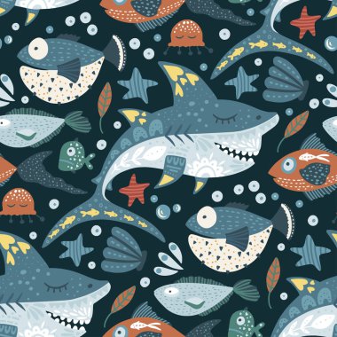 Komik köpekbalığı deseni.