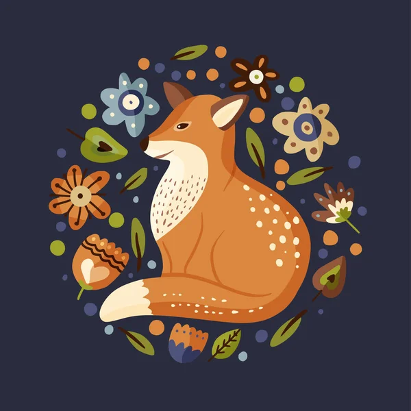 Fox animal cute vector illustration. — Stock Vector