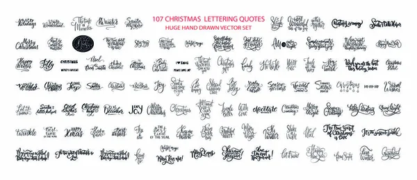100 Christmas lettering vector quotes. — Stock Vector