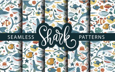 Komik köpekbalığı deseni.