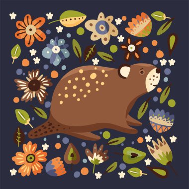 Çizgi filmdeki sevimli kunduz orman hayvanı.