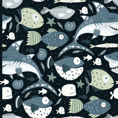 Komik köpekbalığı deseni.