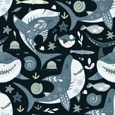 Komik köpekbalığı deseni.