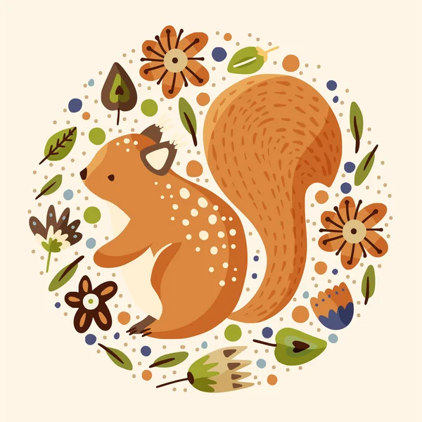 Eekhoorn schattig bos illustratie — Stockvector