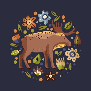 Güzel çizgi film geyik vektör hayvan sanatı..