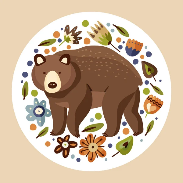 Векторна листівка з милим лісовим ведмедем . — стоковий вектор