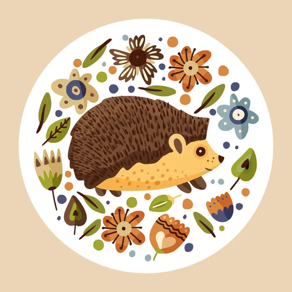 Cute cartoon vector hedgehog. — Stock Vector