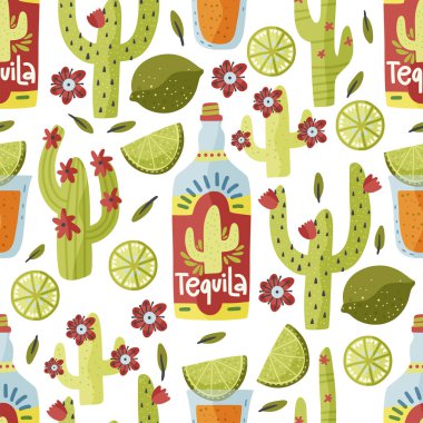 Tequila drink vector seamless pattern. clipart