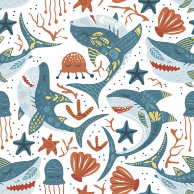 Komik köpekbalığı deseni.