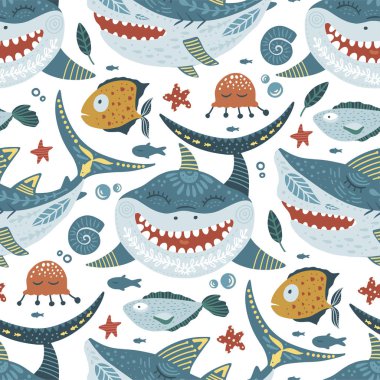 Komik köpekbalığı deseni.