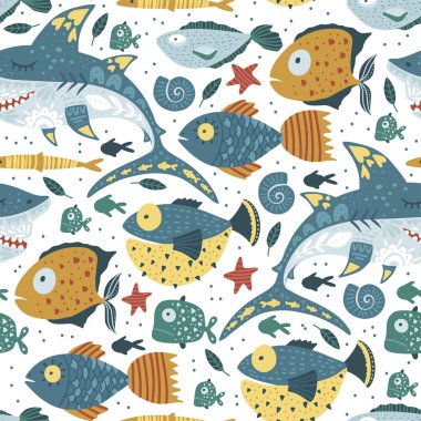 Komik köpekbalığı deseni.