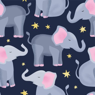 Vektör desenli dikişsiz fil deseni.