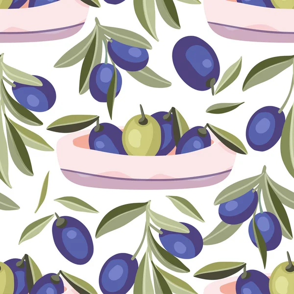 Provence padrão vetor sem costura azeitona . —  Vetores de Stock