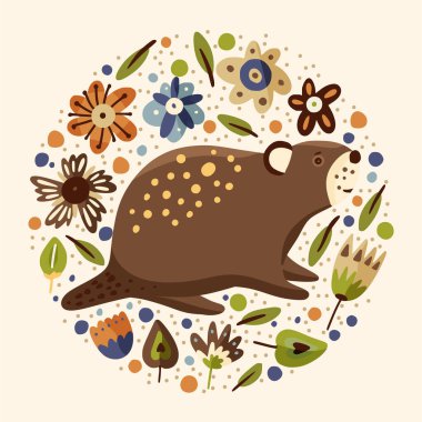 Çizgi filmdeki sevimli kunduz orman hayvanı.