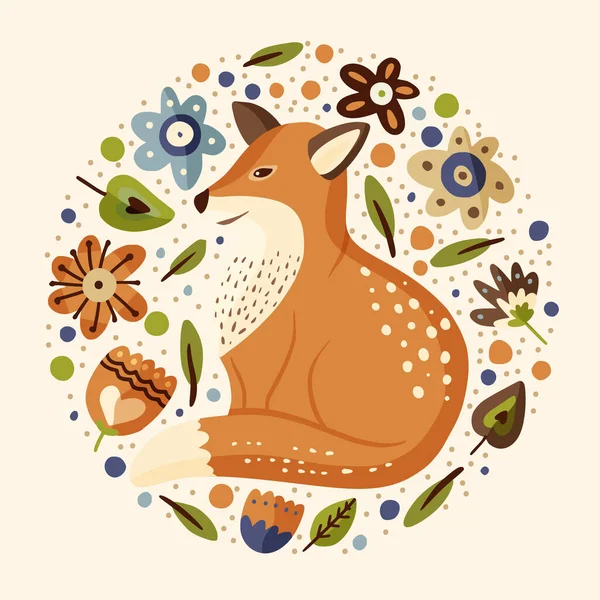 Fox animal cute vector illustration. — Stock Vector