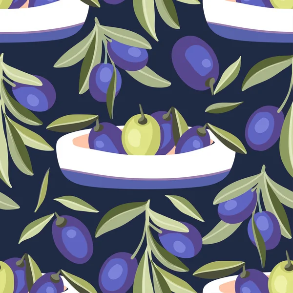 Provence padrão vetor sem costura azeitona . —  Vetores de Stock