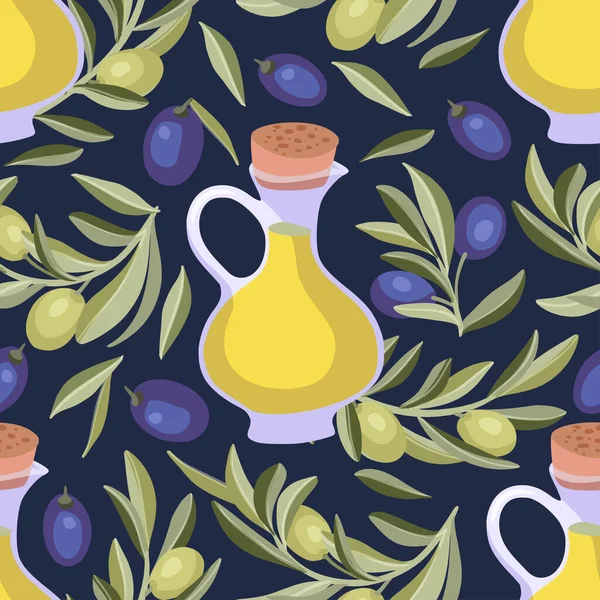 Provence olive motif vectoriel sans couture . — Image vectorielle