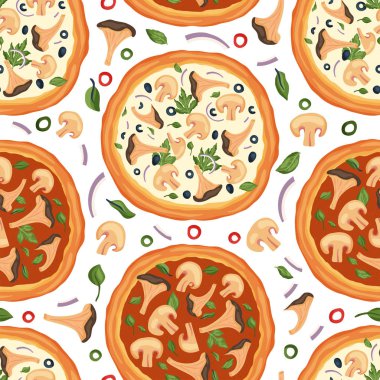 Italian cheese mushroom pizza.