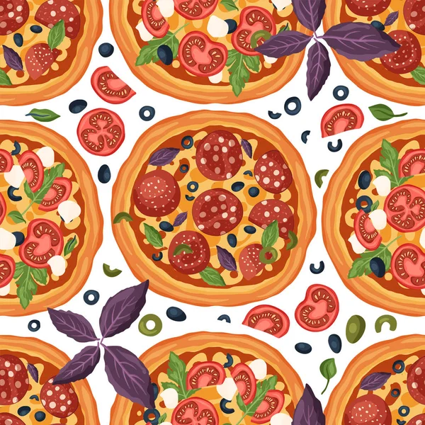 Margherita et pizza au salami . — Image vectorielle