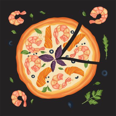 Italian cheese pizza vector illustration.