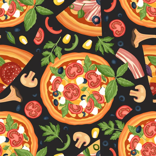 Pizza italiana queso vector ilustración . — Vector de stock