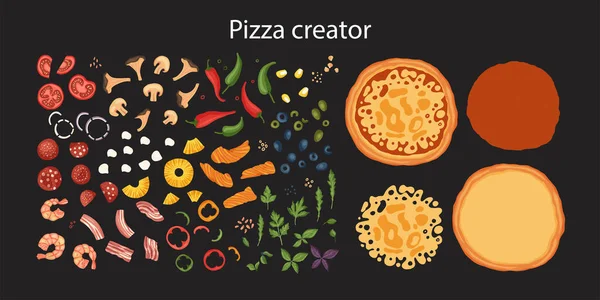 Italian cheese pizza creator, vector. — Stockvektor