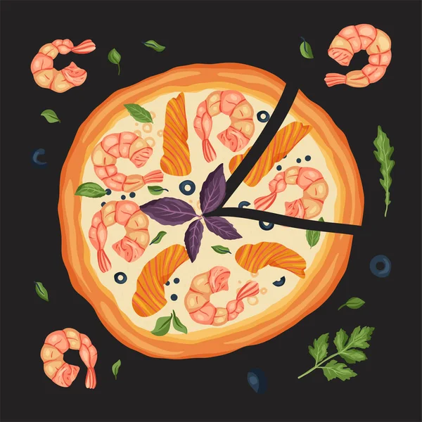 Pizza italiana queso vector ilustración . — Vector de stock