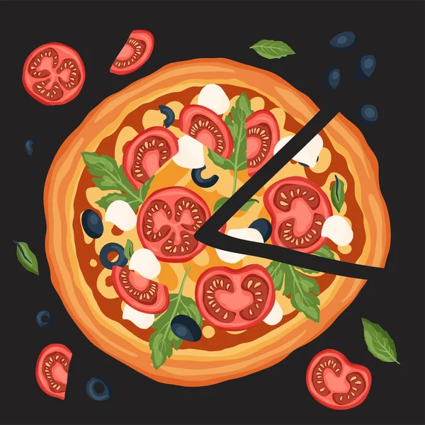 Pizza italiana queso vector ilustración . — Vector de stock