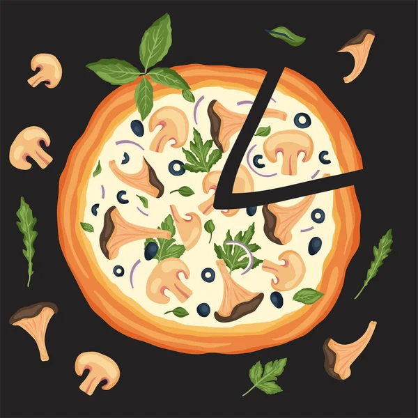 Seta italiana queso pizza vector . — Vector de stock