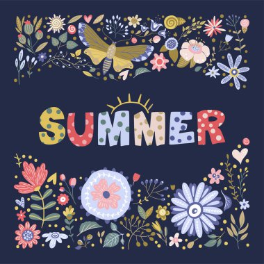 Çiçek rengi vektör harfleri.