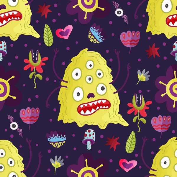 Monster vector seamless pattern. — Stockový vektor