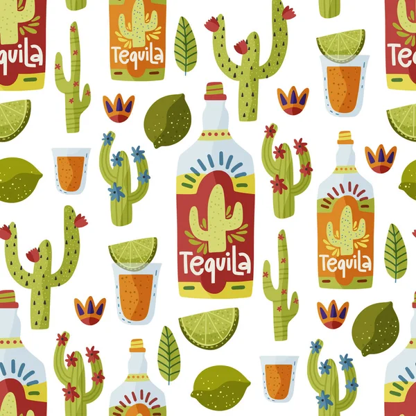 Mexická tequila bezešvé vektorové vzor. — Stockový vektor