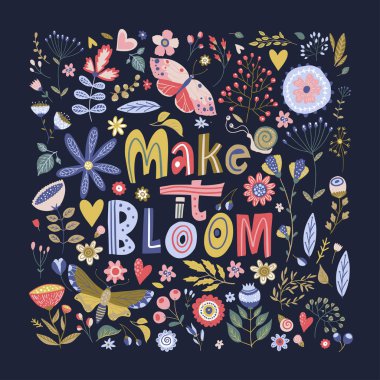 Çiçek rengi vektör harfleri.