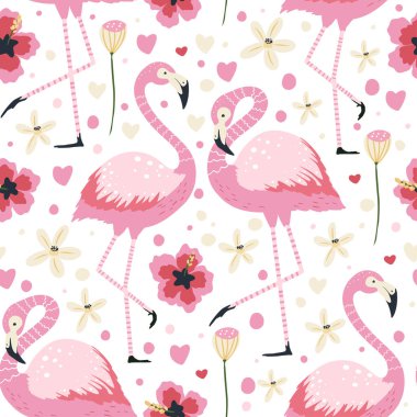 Flamingo vektörü pürüzsüz desen. 