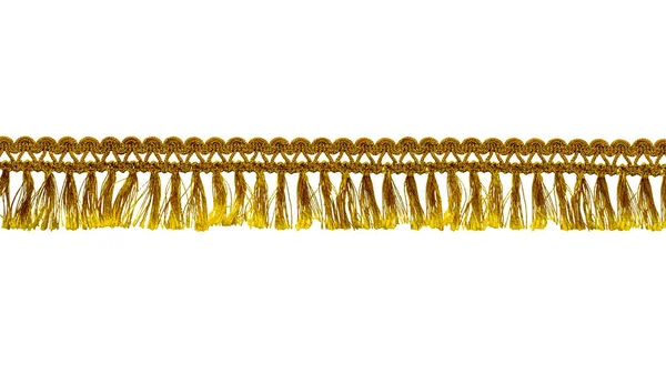 Kenarları altın sarısı, püskülleri ve açık büfe dokuması var. Beyaz arkaplanda ayrıl.