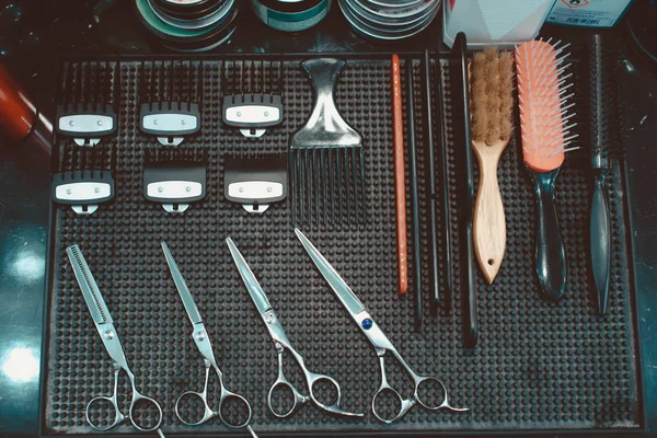 Barbeiro conjunto com ferramentas, A vista de cima . — Fotografia de Stock