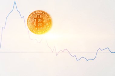Bitcoin beyaz grafikte. Yeni online para birimi. 