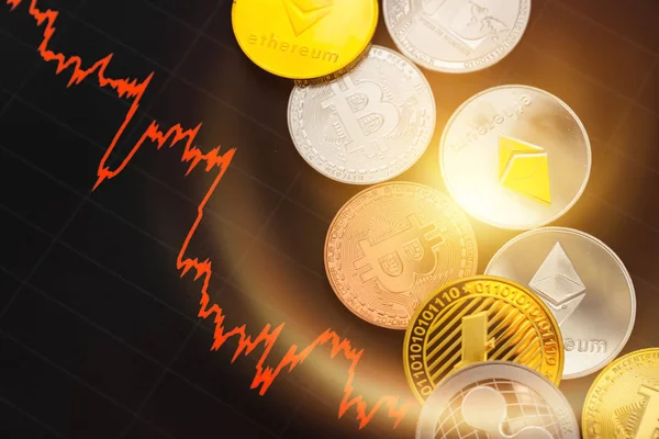 Bitcoin chart. Criptomoneda es la moneda del futuro . — Foto de Stock