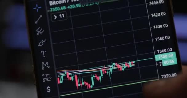 Rozkład bitcoinów w czasie rzeczywistym. Broker używa harmonogramu.. — Wideo stockowe