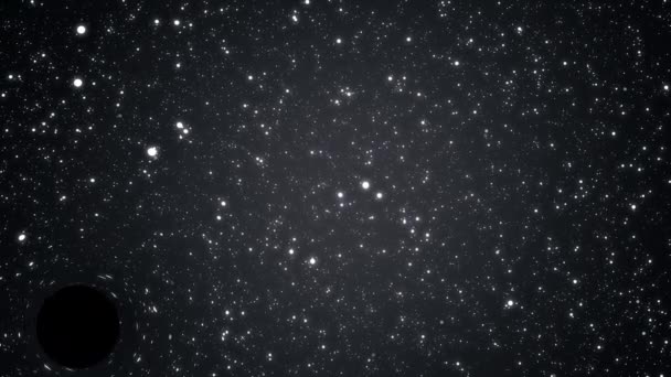 Fekete lyuk repül át a csillagokon. Mélyűr. — Stock videók