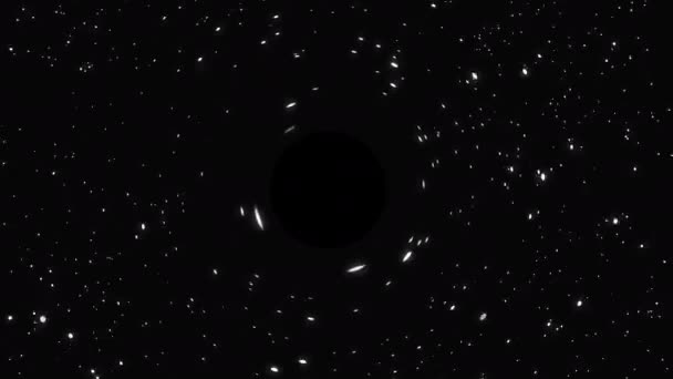 Μαύρη τρύπα που πετά μέσα από τα αστέρια. Βαθύ διάστημα. — Αρχείο Βίντεο