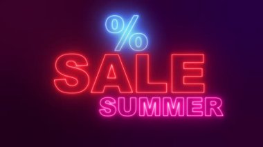 Summer Online İndirim. Çevrimiçi alışveriş için neon metin. 