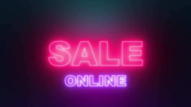 Vendita di negozio online. Luce al neon con un bel gradiente di colore . — Video Stock