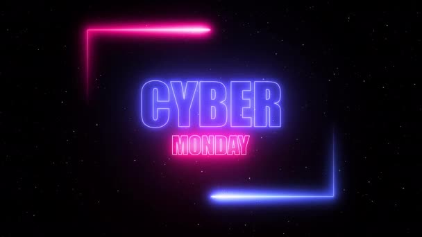 Cyber Monday com luz de néon . — Vídeo de Stock