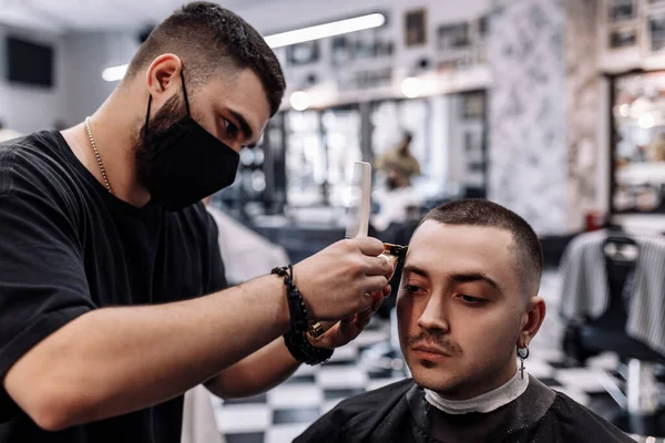 Mens beauty salon. Mens haircut in a barbershop.